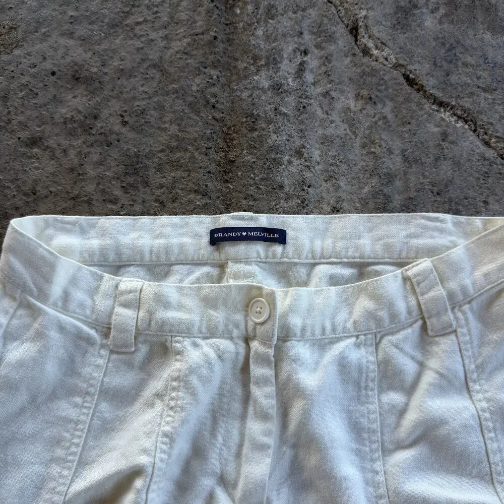 Brandy Melville White Cotton Flared Parachute Bootcut 28x30 White 00s
